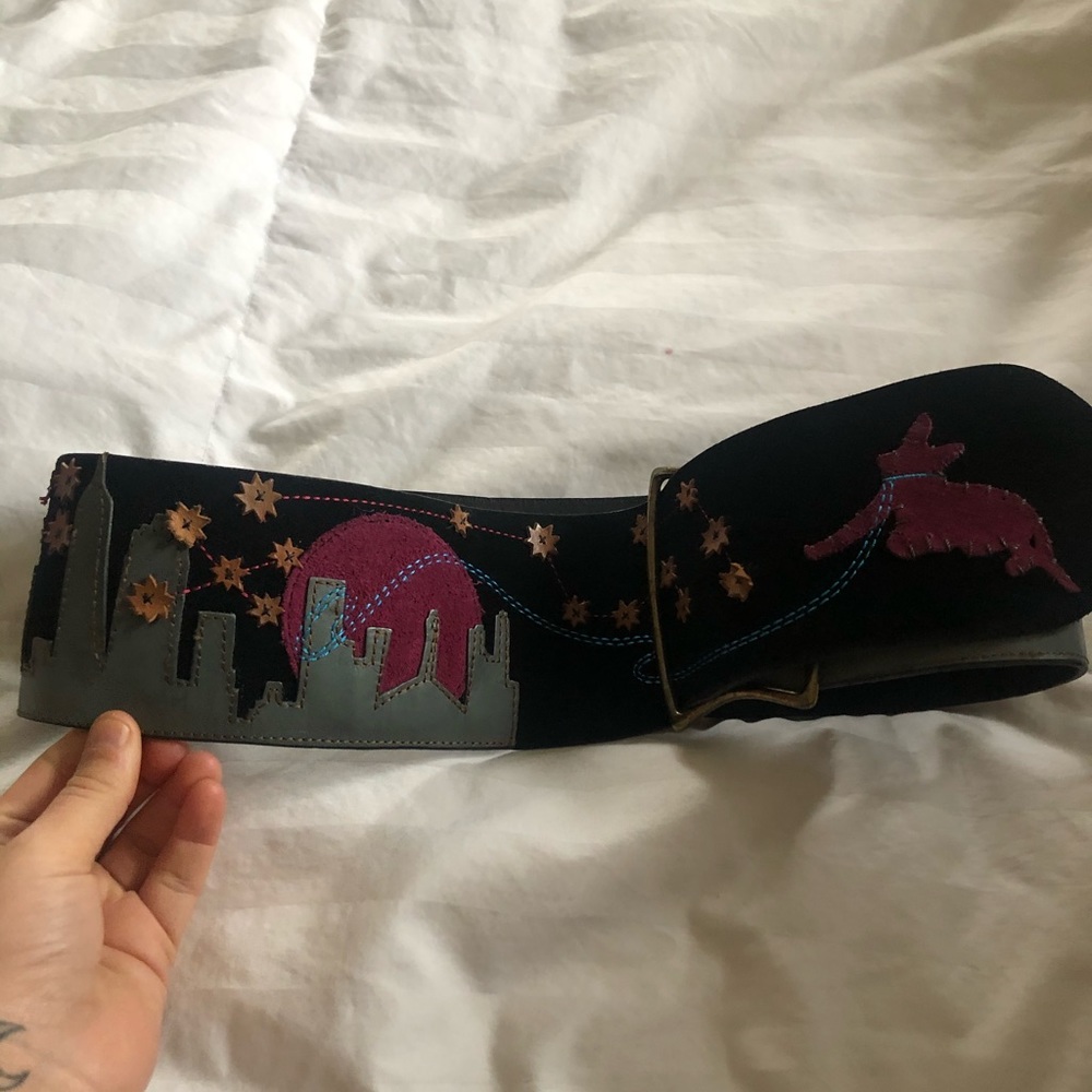 NYC skyline leather belt